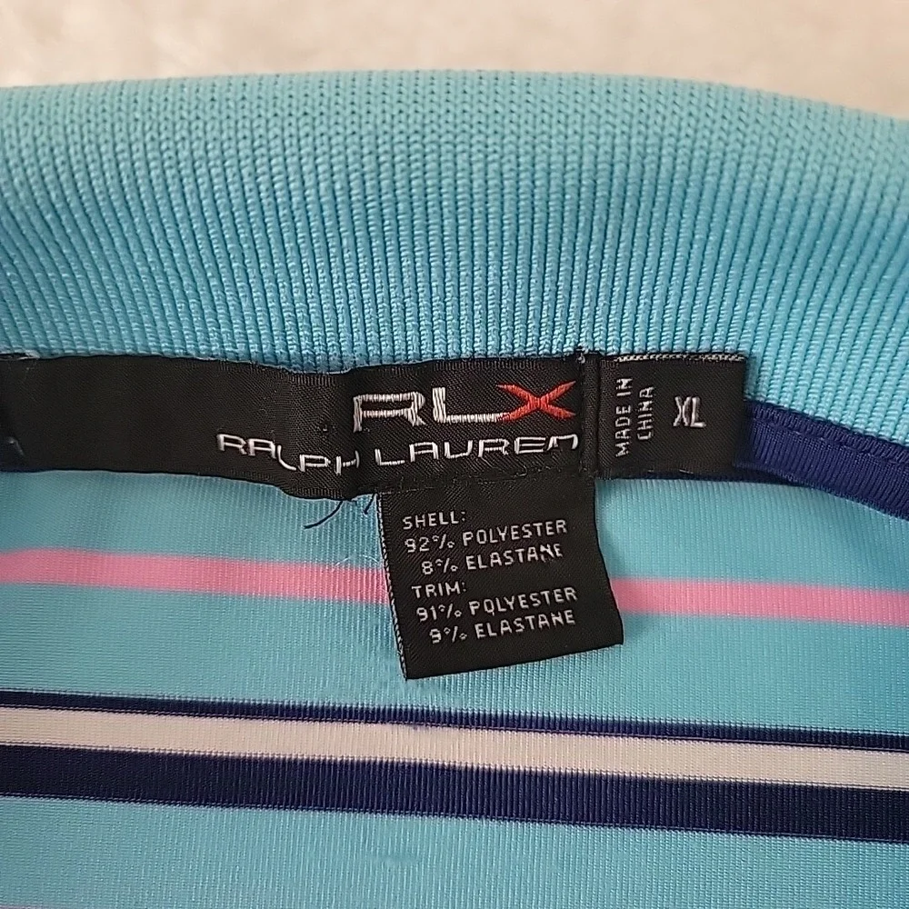 Ralph Lauren‎ RLX Golf Polo Striped Blue And Pink Size XL